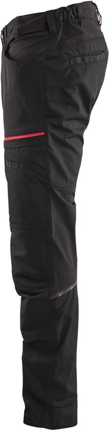 Blaklader 1456 Pantalon de travail de service Stretch Zwart/ Rouge