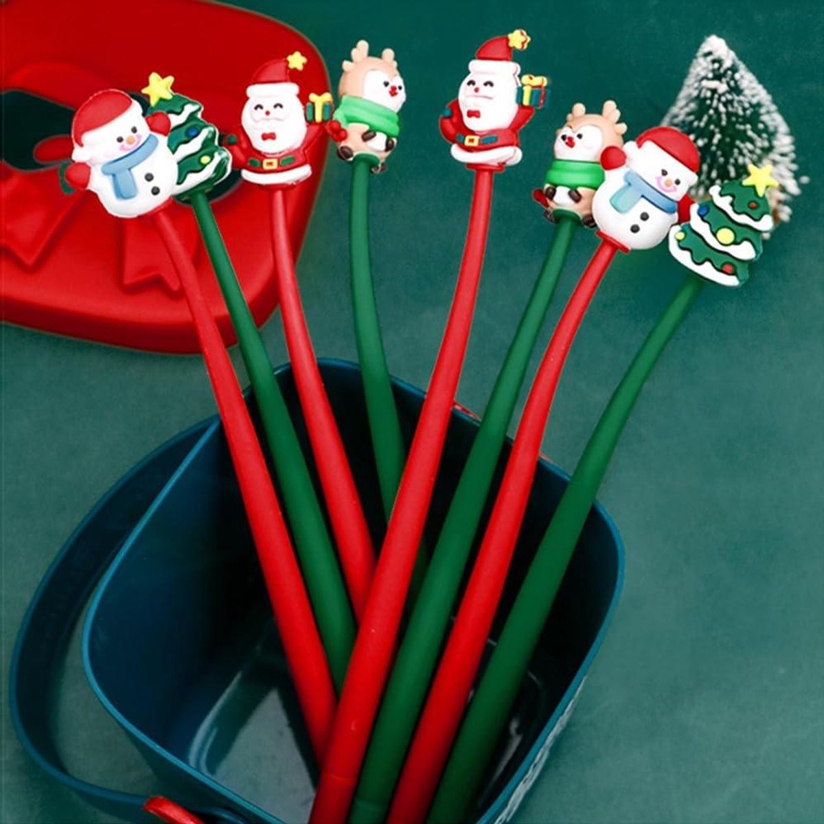 ByShane - Gelpen voor Kerstmis met dieren - Kerstbalpen - Kerstboompen - Studentenstift - Kantoorschrijfwaren - Feestcadeau - Kerstdecoratie