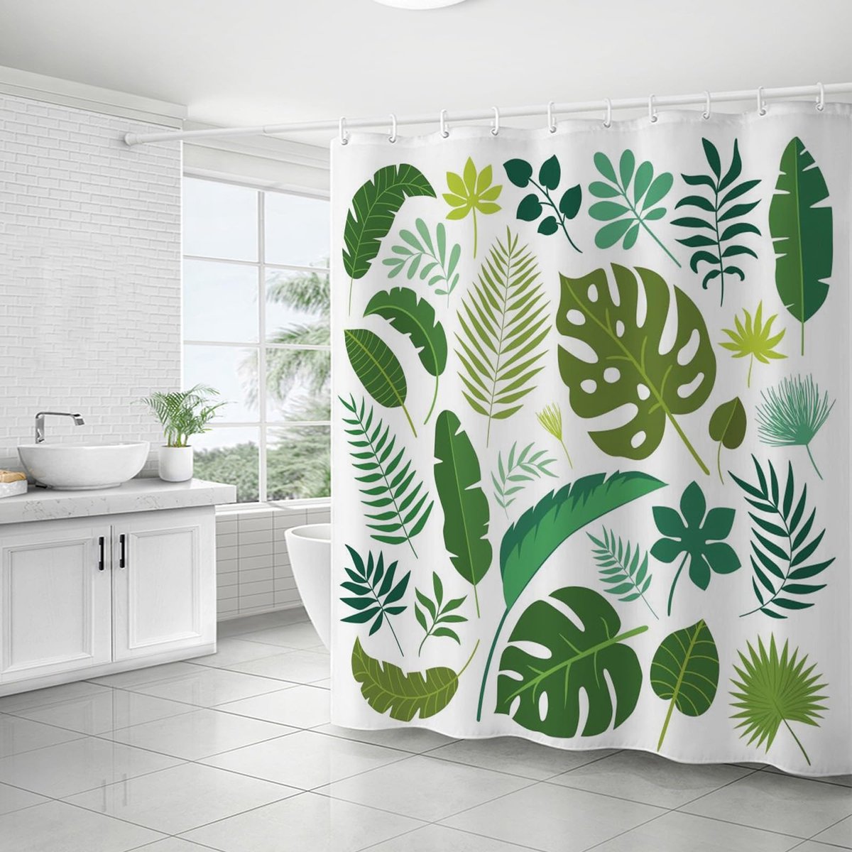 Ibenzoa® Wit Waterdicht Douchegordijn van Polyester met Sneldrogende Eigenschappen, 180 x 180 cm, Inclusief Haken