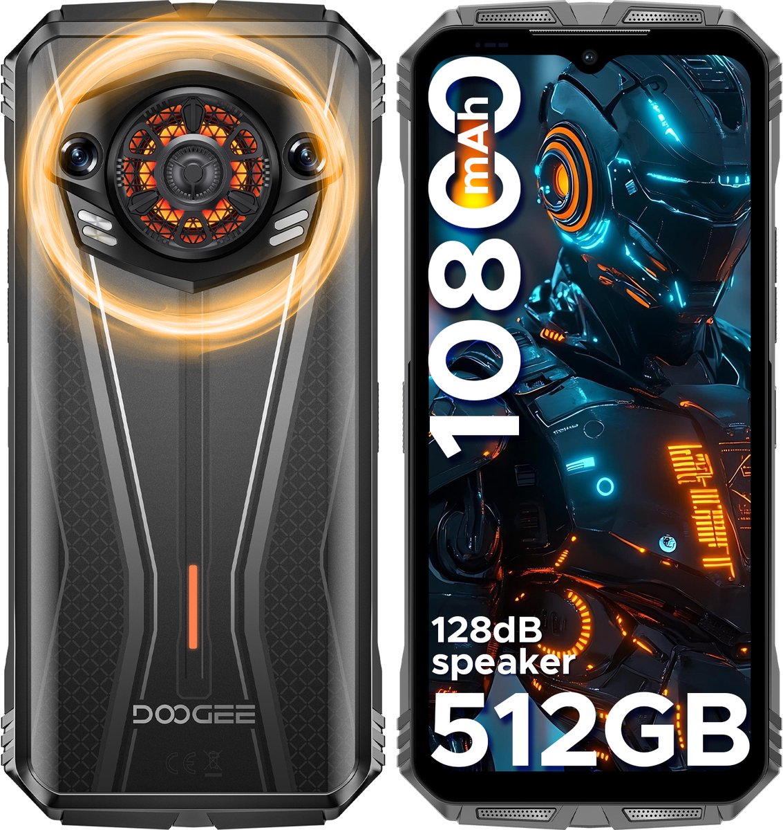 DOOGEE S Punk Pro - Outdoor Smartphone - 20GB RAM +512GB ROM / 2 TB TF- 10800 mAh & 33W - 128dB Lautsprecher- 6.6'' FHD+ 90Hz -LED Lichteffekt -Face ID - Vingerafdruk - Handschoenmodus - NFC- GPS-Zilver