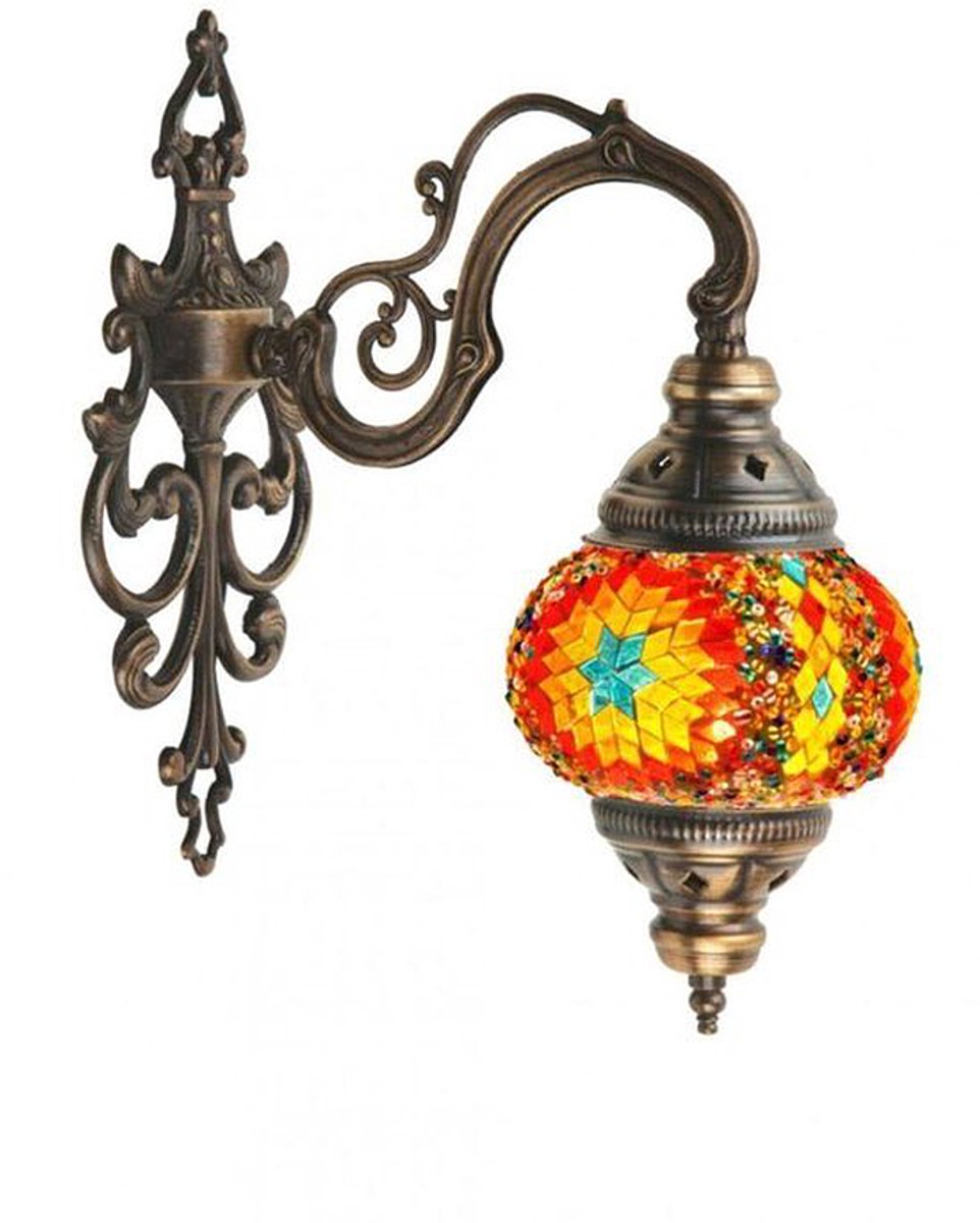 Turkse Wandlamp - Marokkaanse stijl - Mozaïek - 1 stuk - Rode ster met sfeerverlichting