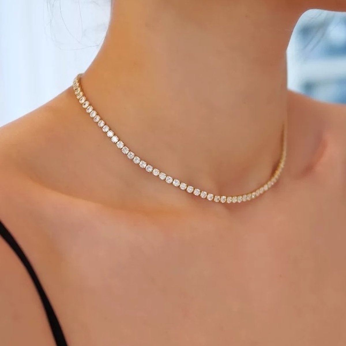 Tijdloze Sparkelende Choker met Diamantlook