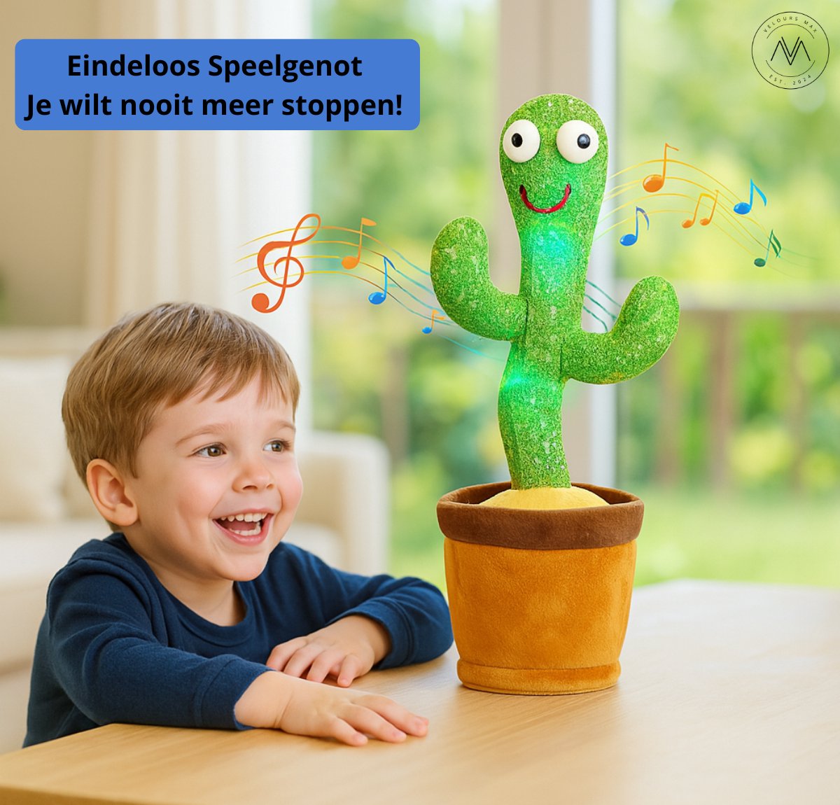 Velours Max® - Dansende Cactus - Interactieve Pratende Knuffel - TikTok - Dancing - 120 Liedjes - Recorder - Kinderen - Baby - Pluche - Speelgoed - Speelgoed 2 Jaar - Speelgoed 1 Jaar - Kinderspeelgoed - Knuffel - Knuffels - — afbeelding 9