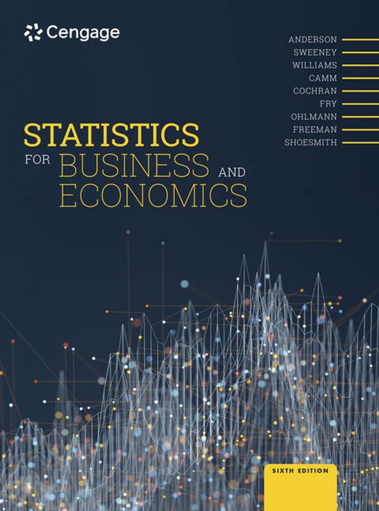 Boekomslag van 'Statistics for Business and Economics', zesde editie, met abstracte grafiek.