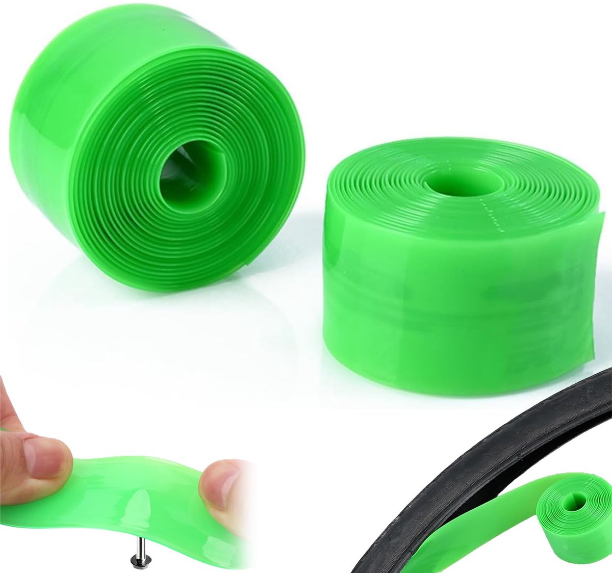 TRANKIELO® - Duurzame Fietsband Lekbescherming Band – Polyurethaan – Geschikt voor 12 tot 29 Inch Fietsen – Groen – Set van 2