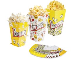 TRANKIELO® - Papieren Popcornzakken – Set van 48 Stuks – Retro Design – Snackhouders voor Feesten, Verjaardagen, Bruiloften – Veilig en Herbruikbaar