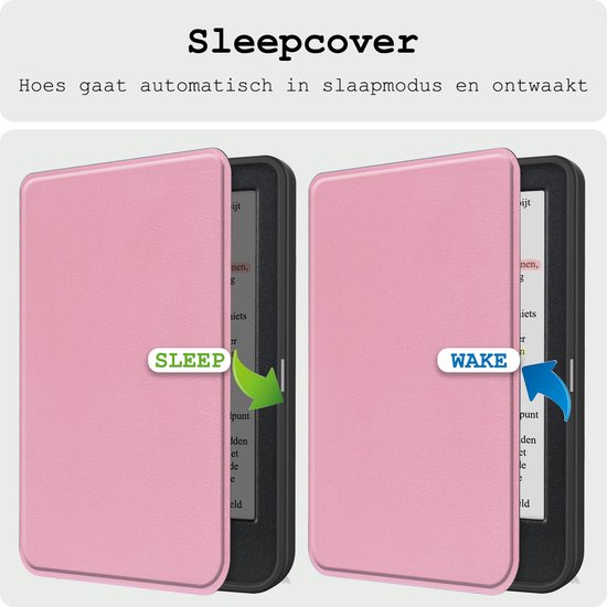 Hoes Geschikt voor Kobo Clara Colour Hoesje Bookcase Cover Hoes Met Screenprotector - Hoesje Geschikt voor Kobo Clara Colour Hoes Cover Case - Roze van Merkloos — afbeelding 3