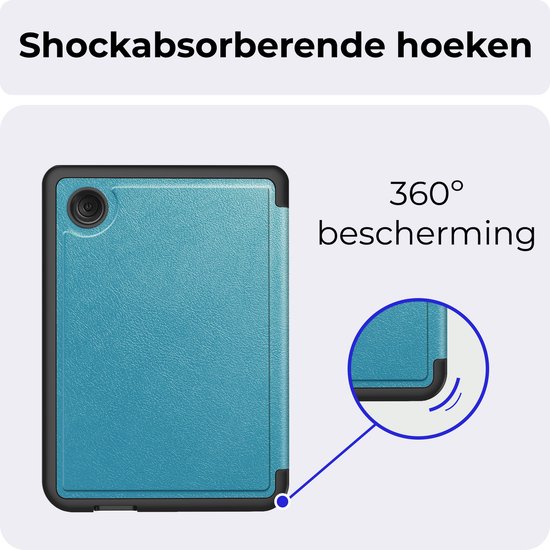 Hoesje Geschikt voor Kobo Clara BW Hoesje Luxe Bescherm Case Trifold Met Screenprotector - Hoes Geschikt voor Kobo Clara BW Hoes Book Cover - Turquoise van Merkloos — afbeelding 5