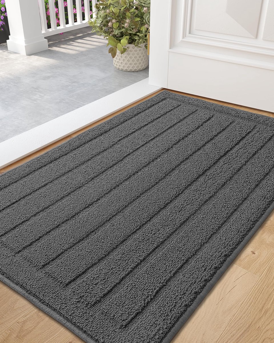 Ibenzoa Absorberende en Wasbare Deurmat voor Binnengebruik met Antislip Achterkant, 50 x 90 cm, Grijs