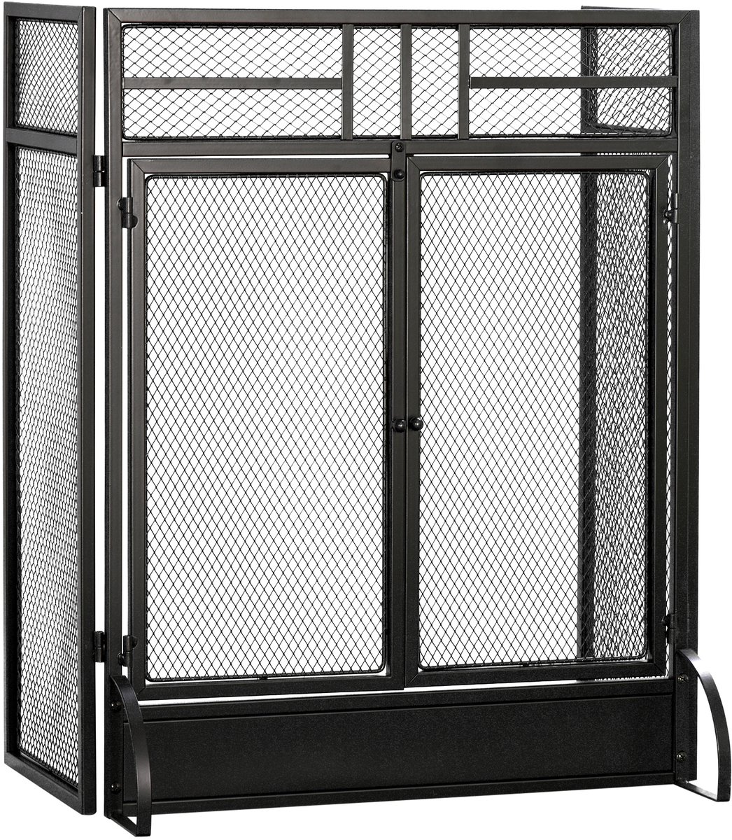HOMCOM-Haardscherm-Metaal-120x79cm-Zwart