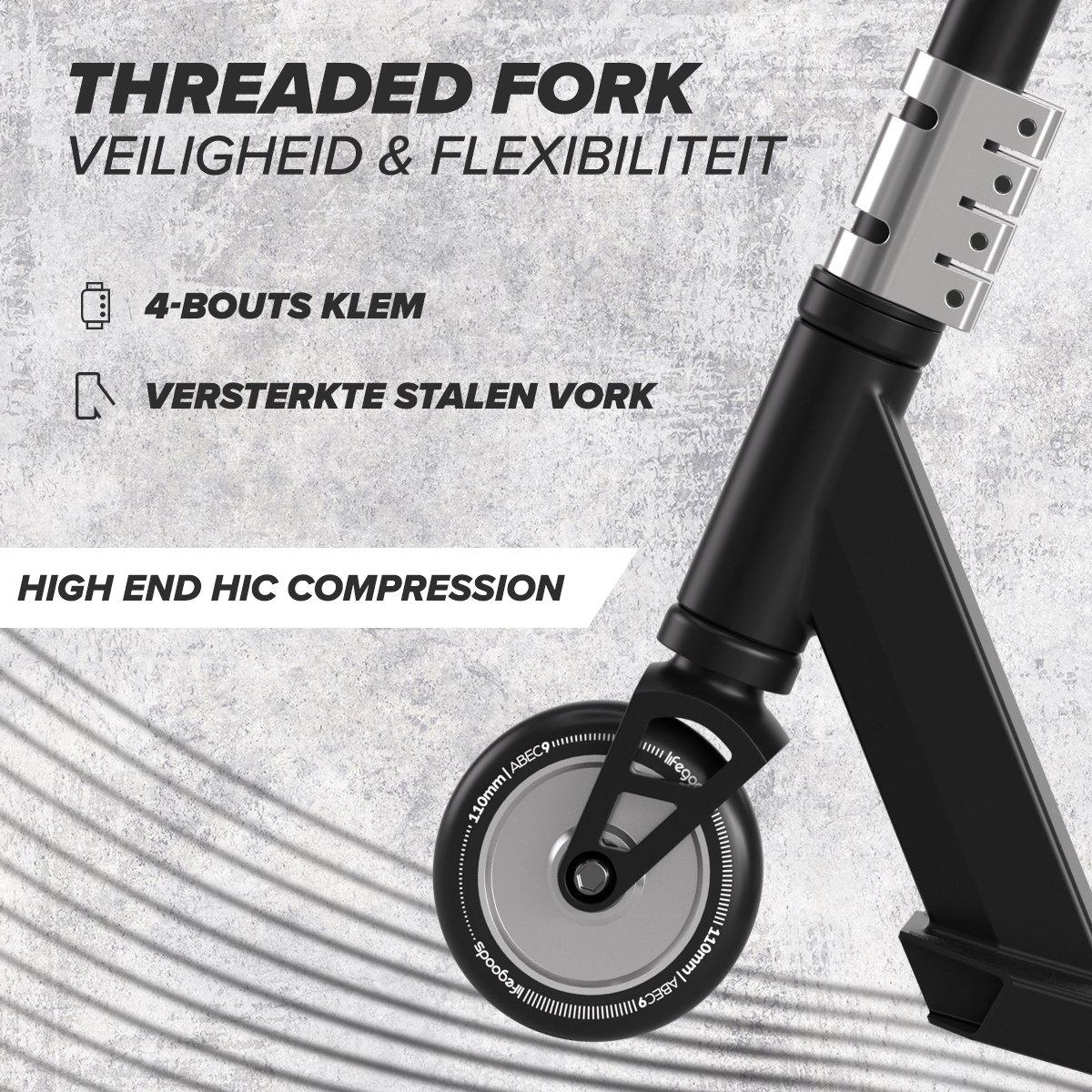 LifeGoods Stuntstep Pro X - T-Stang - HIC - 110mm - 100KG - Zwart — afbeelding 7