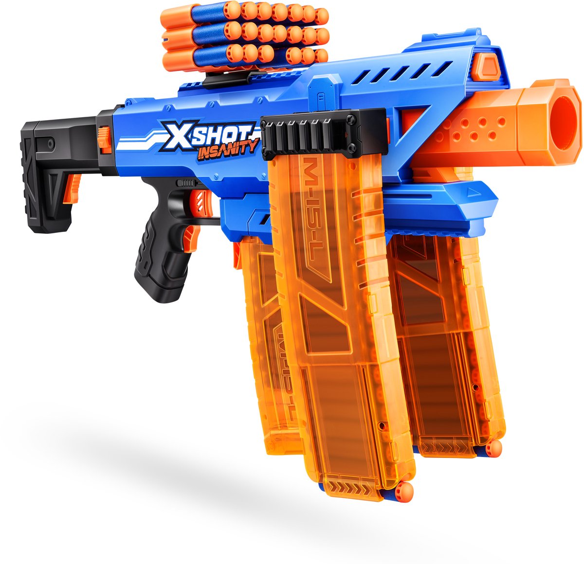 XSHOT Insanity gemotoriseerde Clip Mania (72 dartpijlen) van Zuru