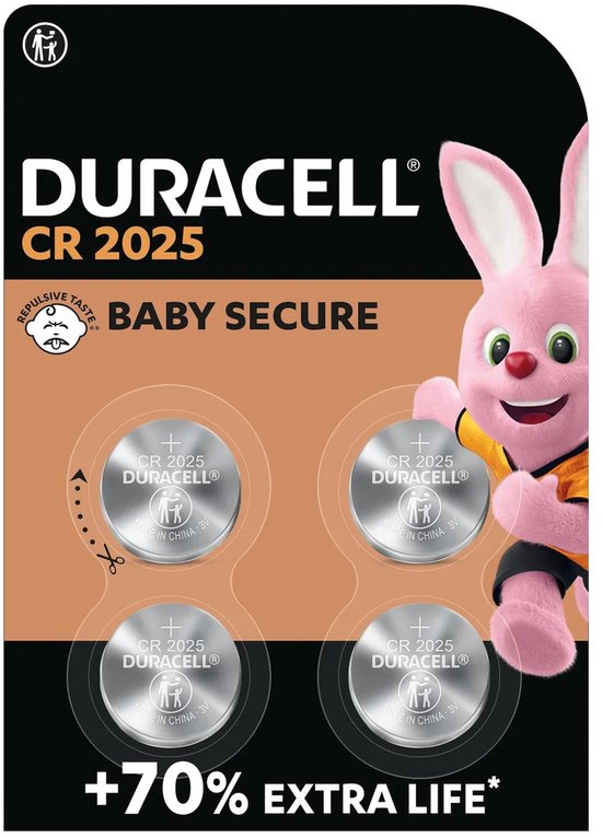 Set de 4 piles Duracell CR2025 (piles bouton, 3V)