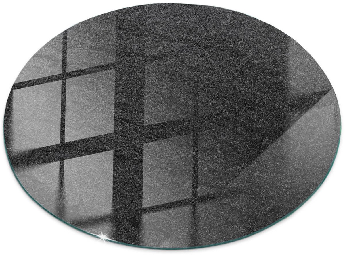 Tulup Tafelblad Glas - Natuursteen Textuur Glasplaat Tafel - 50 cm - Zwart Veiligheidsglas - Rond Tafelblad Glas - Glazen Tafelblad voor de Woonkamer - Glazen Tafelblad
