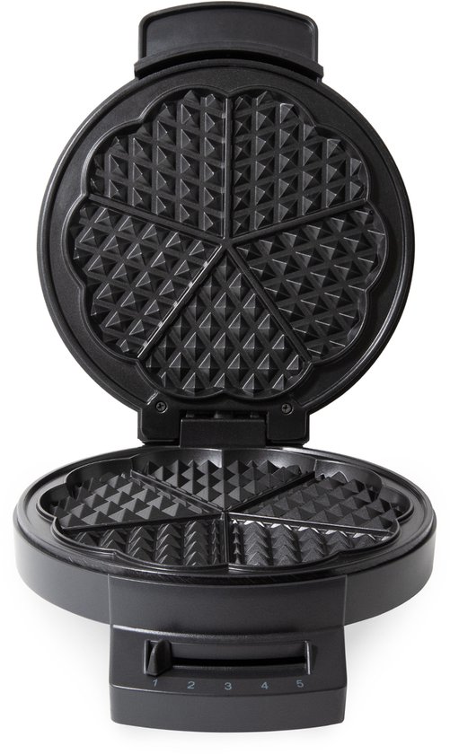 FRITEL Wafelijzer - HW 1225 - Wafelmaker PFAS vrij - Wafelmachine voor Hartjeswafels - Hartjeswafelijzer - 5 Hartjeswafels - Wafelbakijzer met Vaste Bakplaten - Zwart - 1200W van Fritel — afbeelding 2