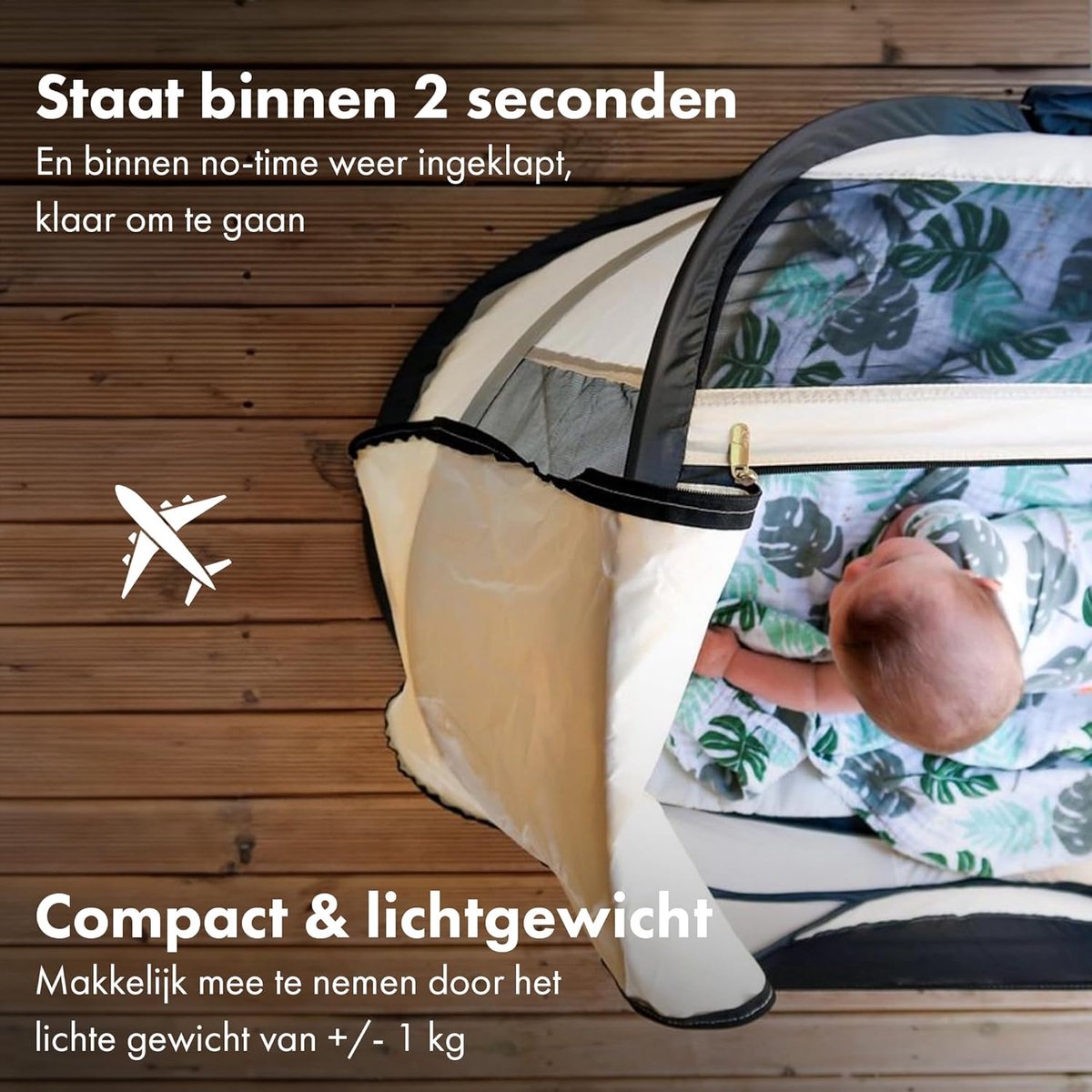 RFWR® Lichtgewicht Reiswieg - Opvouwbare BabyBox - Snelle Opbouw en UV-bescherming - Inclusief Matras en Draagtas thumbnail 4