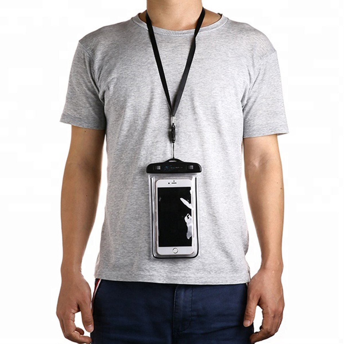 Waterdicht Telefoonhoesje - Telefoonhoesje voor onderwater - Waterdicht hoesje voor telefoon - Zwart - Telefoontasje voor onderwater - Zwemmen met telefoon - One size - Met koord - CHPN