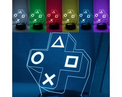Nachtlamp Gamers - Game Console Buttons Design - Bureaulamp - Tafellamp - Sfeerlamp - 3D-lamp - Multicolor lamp - Werkt op batterijen en kabel