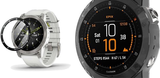 Étui Strap-it en TPU (Zwart ) + protection d'écran - Compatible avec Epix Gen 2 - Coque antichoc - Protection d'écran anti-rayures - Protection à 360 ° - Pack