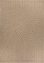 the carpet Cairo – Weerbestendig outdoor vloerkleed met modern boogpatroon in jute-look, geschikt voor balkon, tuin en terras, bruin met halfrond boogmotief, 200 x 280 cm