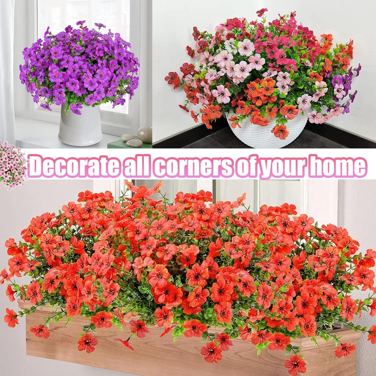 Kunstbloemen voor Buiten, Kunstplanten UV-Bestendig, Nep Plastic Groen, Tuin Veranda Raambank Lente Zomer Decoratie (5 Stuks)