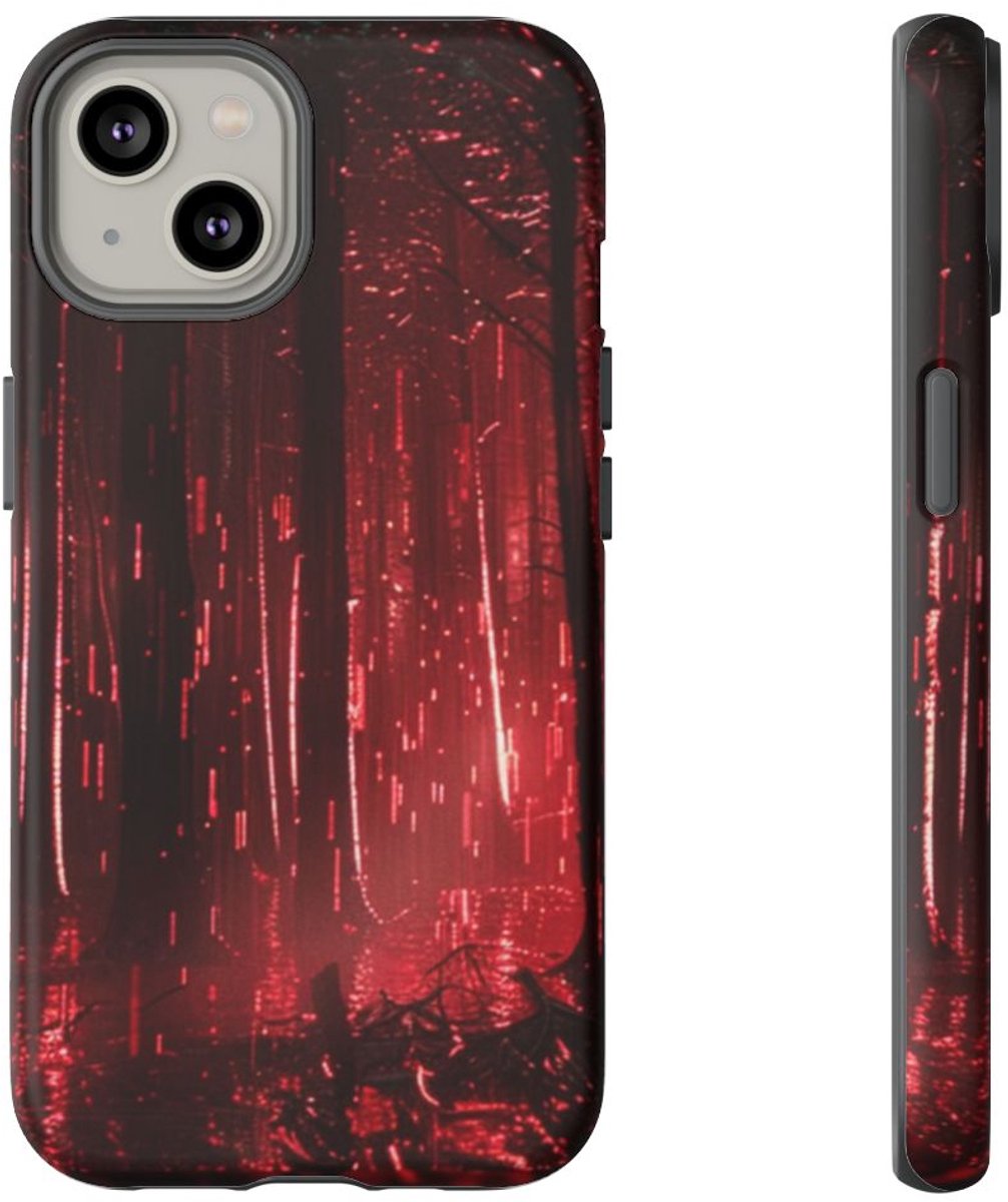 Donkerrood Verlichte Bos – Telefoonhoesje Geschikt voor iPhone 14