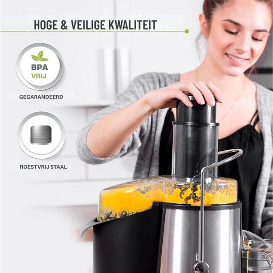 Hoogwaardige Sapcentrifuge Voor Groenten En Fruit - 850W Met 2 Snelheden - Centrifugaal Juicer Voor Sinaasappel En Citrus - Brede Opening 75mm - Antislip Bodem — afbeelding 5