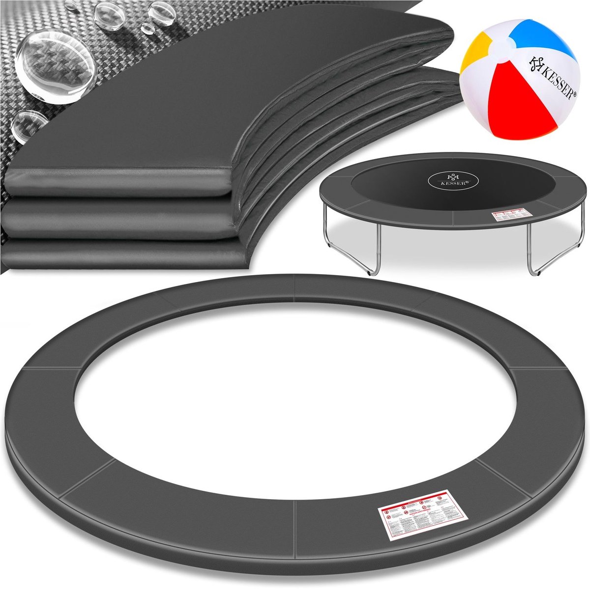 KESSER® - Trampoline randafdekking Ø 244, 305, 366, 426 cm, 30 cm breed 100% UV-bestendig scheurvaste verenafdekking, Groen, Blauw