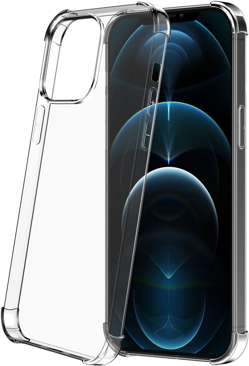 Geschikt voor iPhone 12 Pro Max Transparant met Stootrand - Siliconen TPU ShockProof case doorzichtig - ProtX