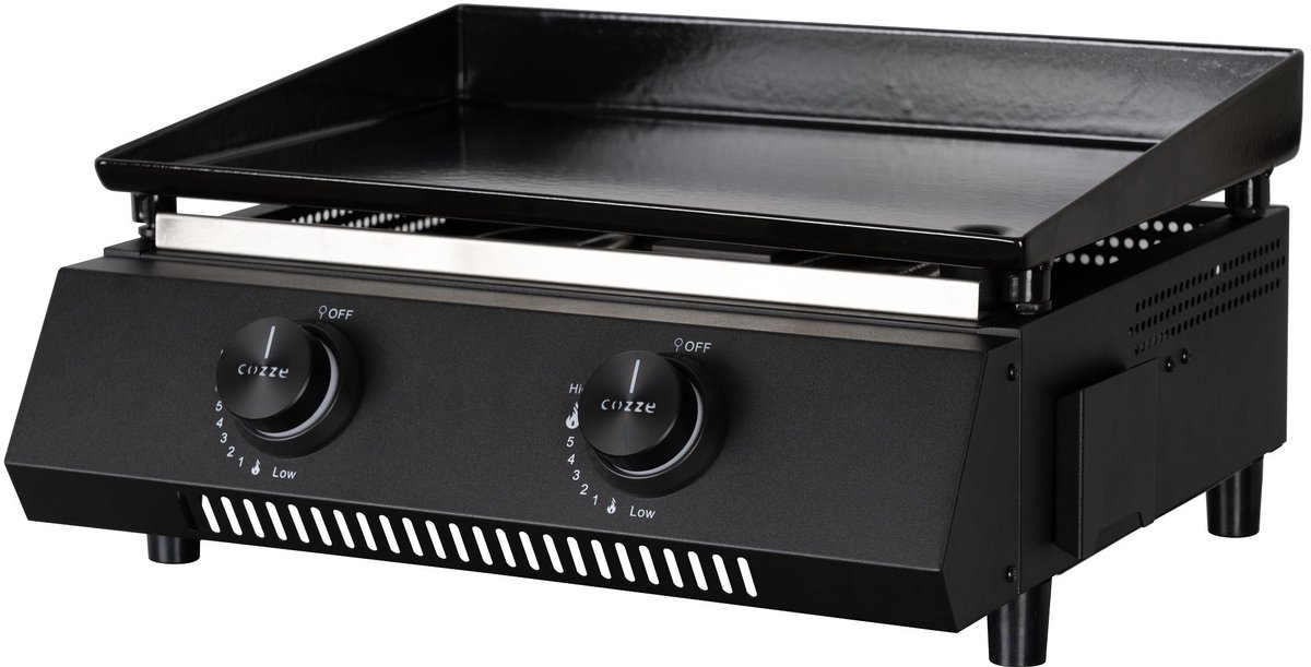 Cozze® G-400 Gas Plancha BBQ - 2 Gasbranders - Bakplaat BBQ voor Buiten Koken - Compacte Plancha Grill - 30 mbar - Outdoor Cooking thumbnail 6
