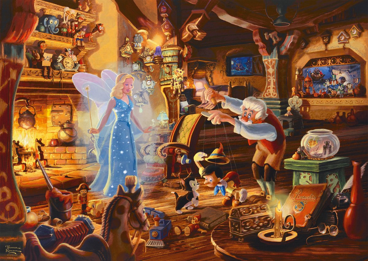 Schmidt Spiele Puzzel Disney Dreams Collection Geppettos Pinocchio, Thomas Kinkade, legpuzzel voor volwassenen, 1000 stukjes, 57526