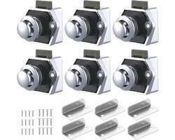6 Pcs Push Button Lock, Drawer Lock and Cabinet Door Lock, Keyless Door Locks for RV, Yacht, Boat, Caravan