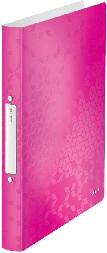 Fuchsia roze map met geometrisch patroon.
