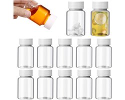 12 Stuks Juice Bottles - 100 ml Herbruikbare PET Flessen met Deksel voor Sap - Plastic Milk Bottle voor Sap en Waterdranken - Witte Flessen