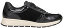Zwarte Remonte sneaker met suède, leer en glanzende crocoprint accenten. Veters.