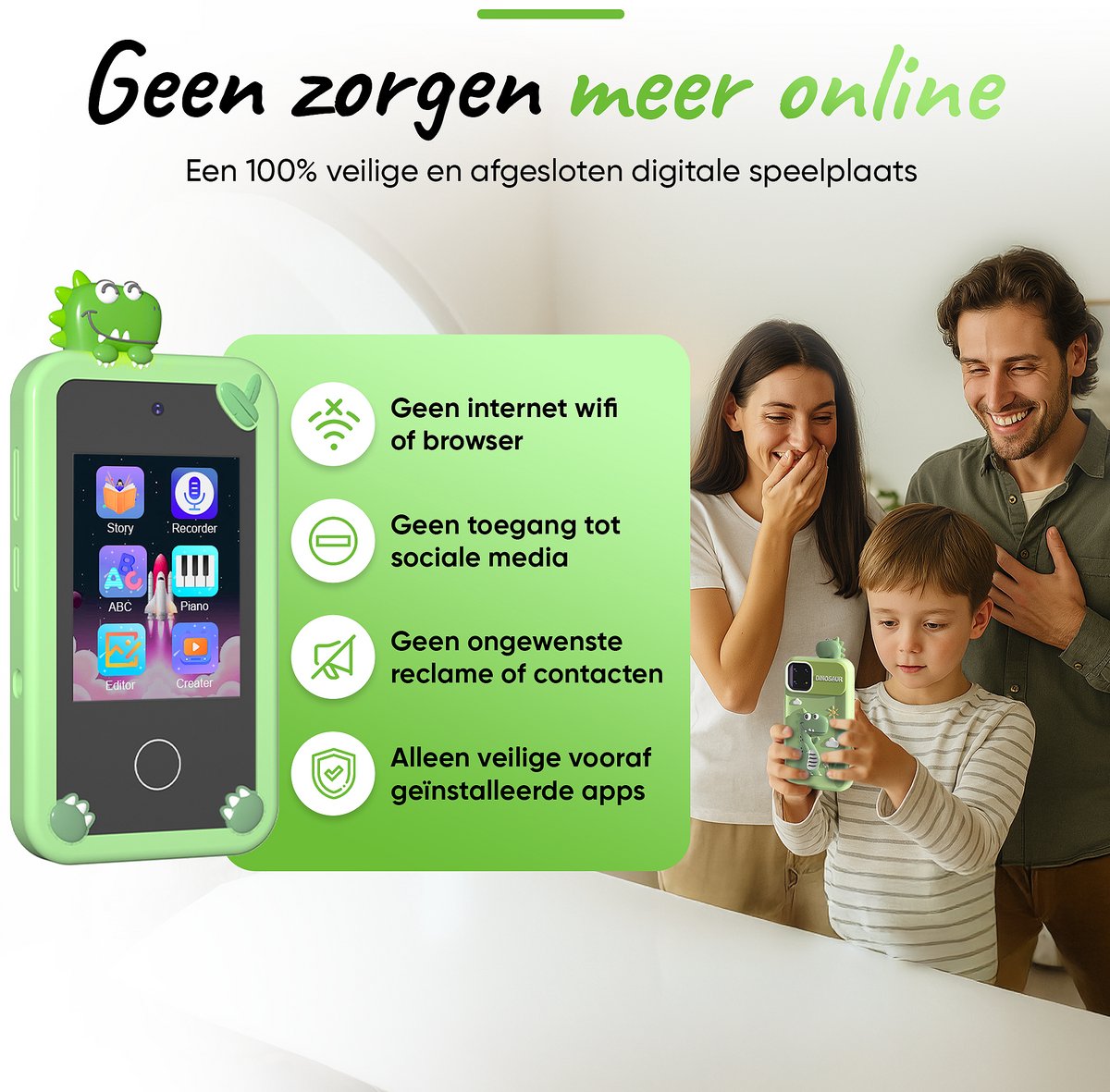 BP® Speelgoed Telefoon Groen - Kindertelefoon - Kindercamera - Educatief Speelgoed 3 Jaar - Kinder Telefoon - Nederlandse Instellingen - 22 Kindvriendelijke Offline Apps - Educatieve Spellen - Inclusief 32 GB SD Card — afbeelding 5