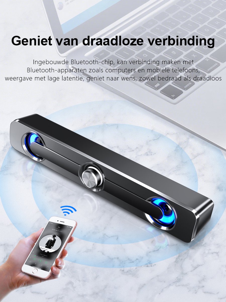 Afbeelding 3 van Soundbar - Soundbar voor TV - Soundbar Met Subwoofer - Bluetooth 5.0 - USB Audio - Zwart