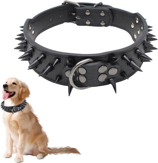 ByShane - Verstelbare hondenhalsband met spikes voor middelgrote en grote honden - 65 cm breed