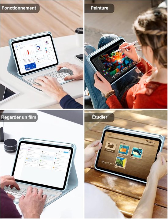 FOGARI Toetsenbordhoes voor iPad 10,2 inch (9/8/7 generatie) 2021/2020/2019, Duits QWERTZ, oplaadbaar afneembaar toetsenbord, voor Air 3, Pro 10.5, zwart FOGARI Toetsenbordhoes voor iPad 10,2 inch (9/8/7 generatie) 2021/2020/2019, Duits QWERTZ, oplaadbaar afneembaar toetsenbord, voor Air 3, Pro 10.5, zwart