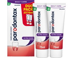 Parodontax Ultra Clean - Tandpasta - Helpt Bloedend Tandvlees Herstellen en Voorkomen - Verwijdert 4x Meer Tandplak dan Normale Tandpasta - Voor Gezond Tandvlees - Bevat Fluoride – Voor Glad Voelende Tanden - Frisse Smaak – 2x 75ml