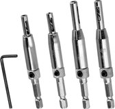 ByShane - Set van 4 scharnierboren voor houtbewerking - Zelfcentrerend - Boorgeleiding - Multifunctioneel