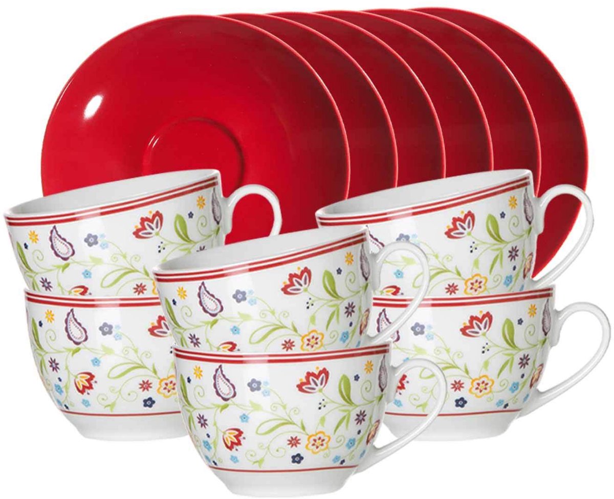 Frühstückstassenservice Shanti Doppio Set van 12