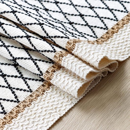 Set van 6 tafellopers, crèmekleurige kameel kaasdoek, boho