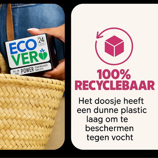 Ecover Power - Vaatwastabletten - 45 stuks - extra krachtig - zonder plastic omhulsel