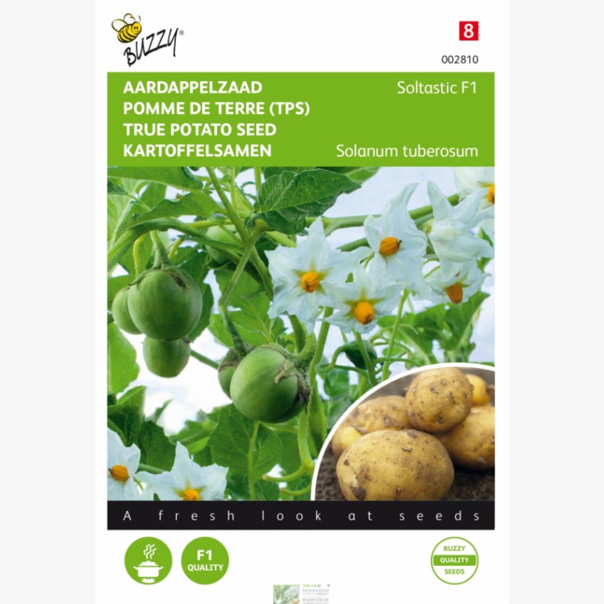 Aardappelzaad Soltastic F1- Solanum tuberosum - Moestuin - bloeit in Augustus / September