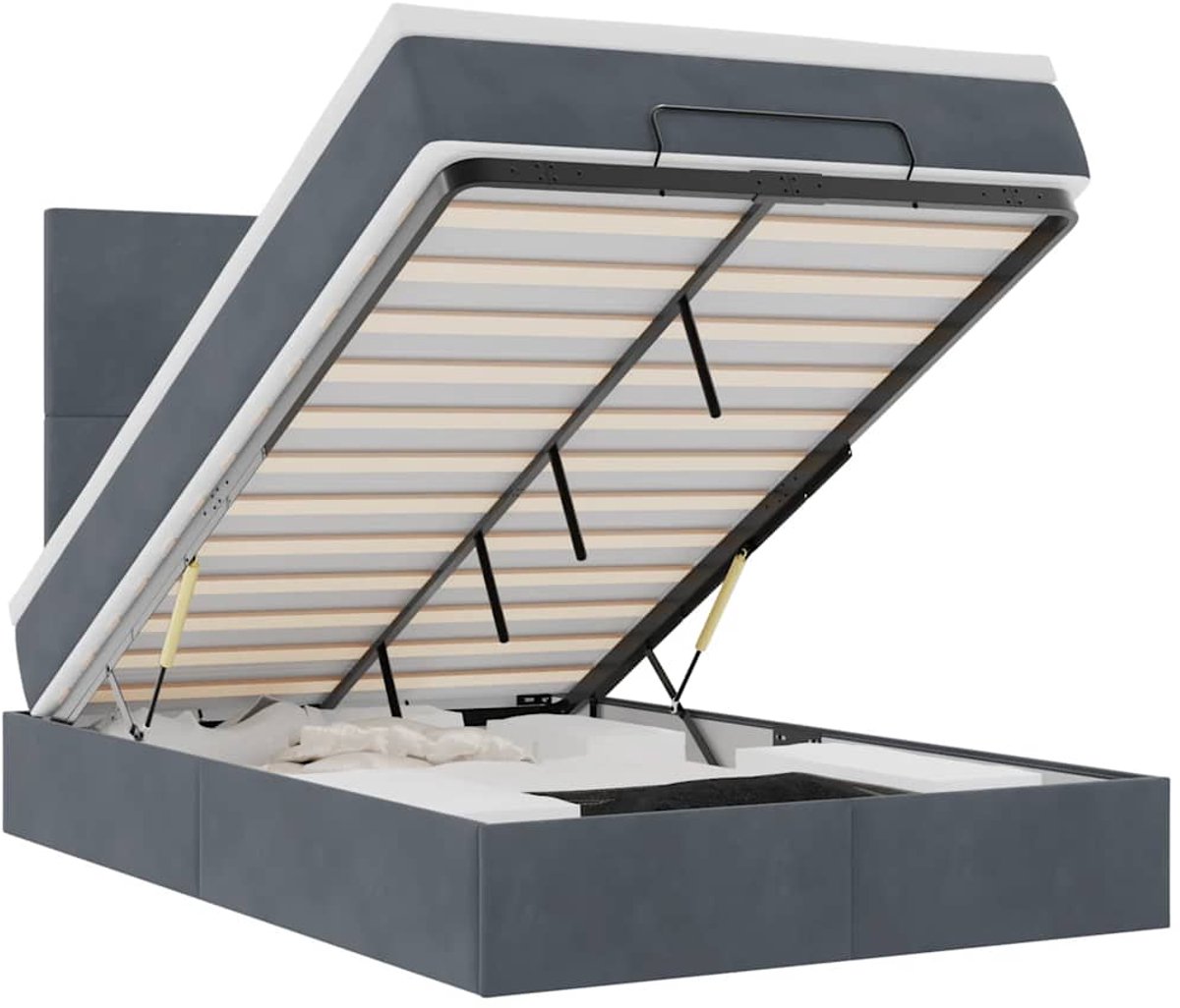 vidaXL - Ottoman - bed - met - matrassen - 120x200cm - fluweel - donkergrijs