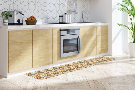 Tapis de cuisine 300x50 cm - Tapis de cuisine vinyle Vintage - Motifs - Été - Tapis de cuisine - Tapis de Cuisine