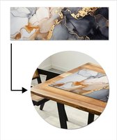 Chemin de table 150x50 cm - Set de table vinyle Marbre - Zwart - Or - Wit - Décoration de table - Décoration de table - Décoration de Cuisine - Décoration de table