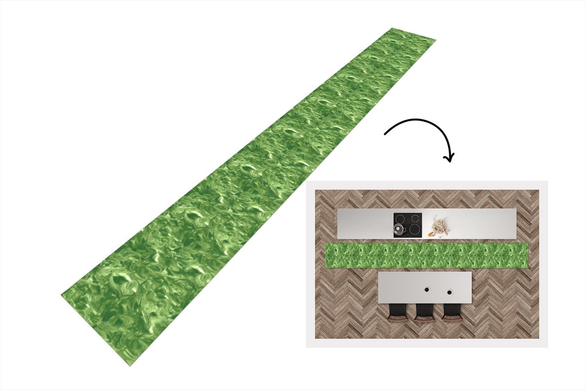 KitchenYeah Keukenloper 120x60 cm - Keukenmat vinyl Verf - Marmer print - Groen - Design - Keukenmatten loper - Keuken vloerkleed tapijt, foto 3
