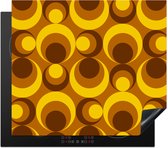 KitchenYeah® Inductie beschermer 60x52 cm - Patronen - Retro - Bruin - Geel - Kookplaataccessoires - Afdekplaat voor kookplaat - Inductiebeschermer - Inductiemat - Inductieplaat mat - Keuken decoratie